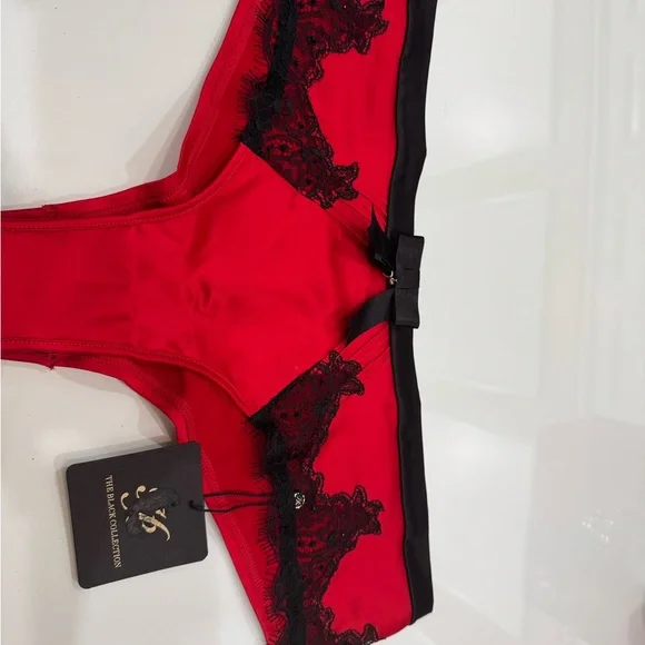 Honey Birdette Scarlet and Black Lace Briefs - Picture 3 of 4
